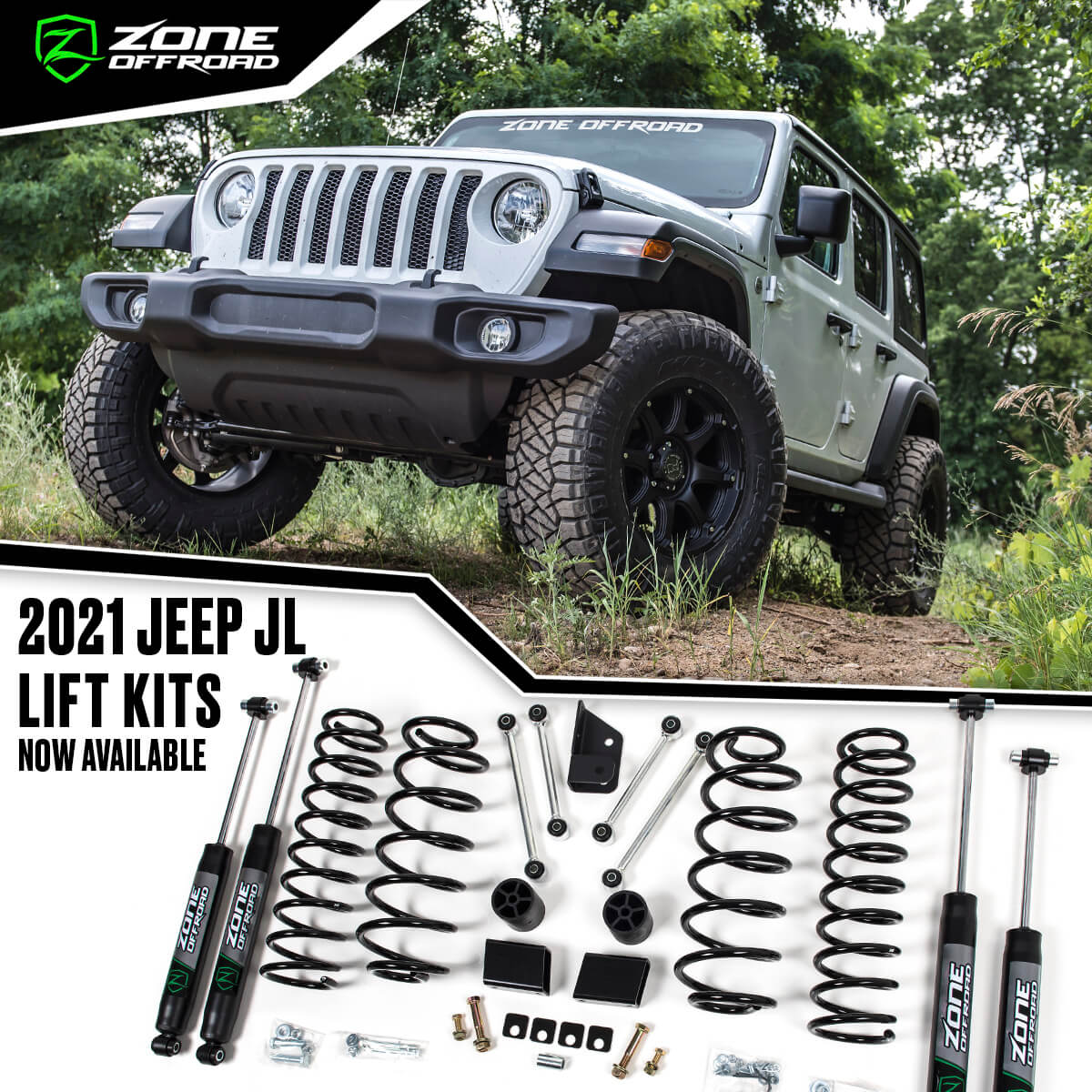 Zone Offroad 1.25/" Body Lift Kit For 18-21 Jeep Wrangler JL ZONJ9122